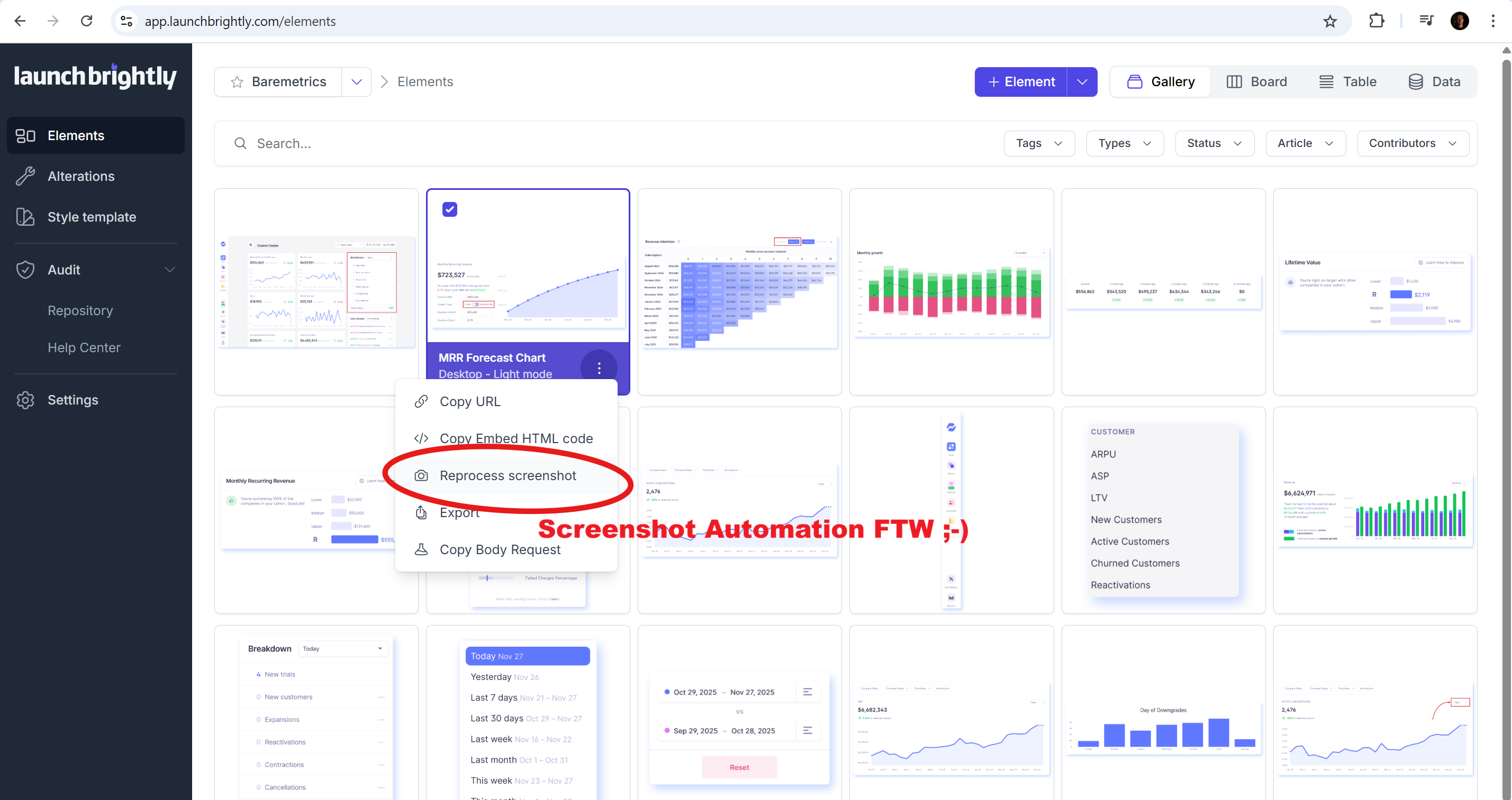 LaunchBrightly Reprocess Screenshot Action