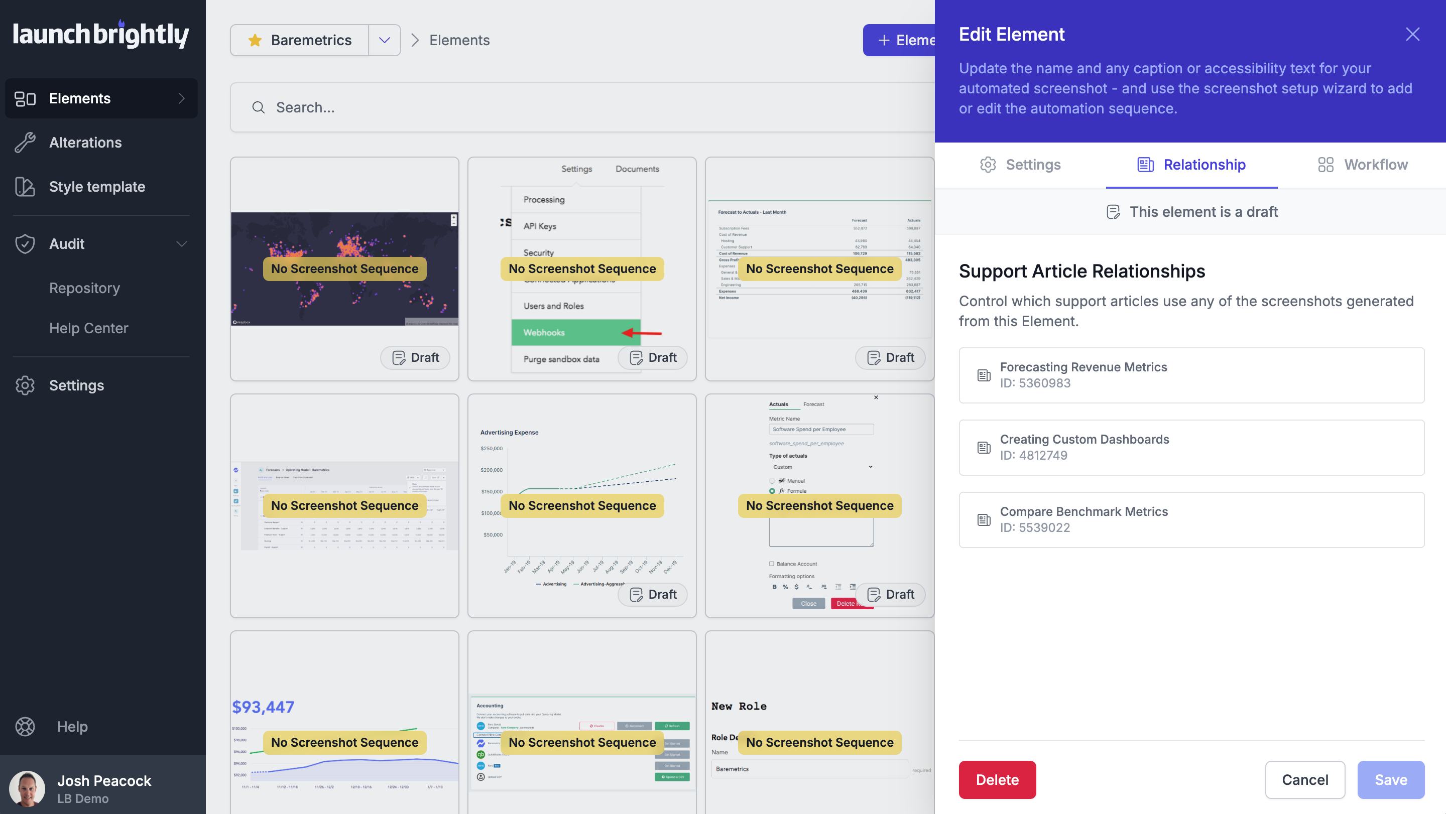 LaunchBrightly Imported Screenshots Help Article Relationships