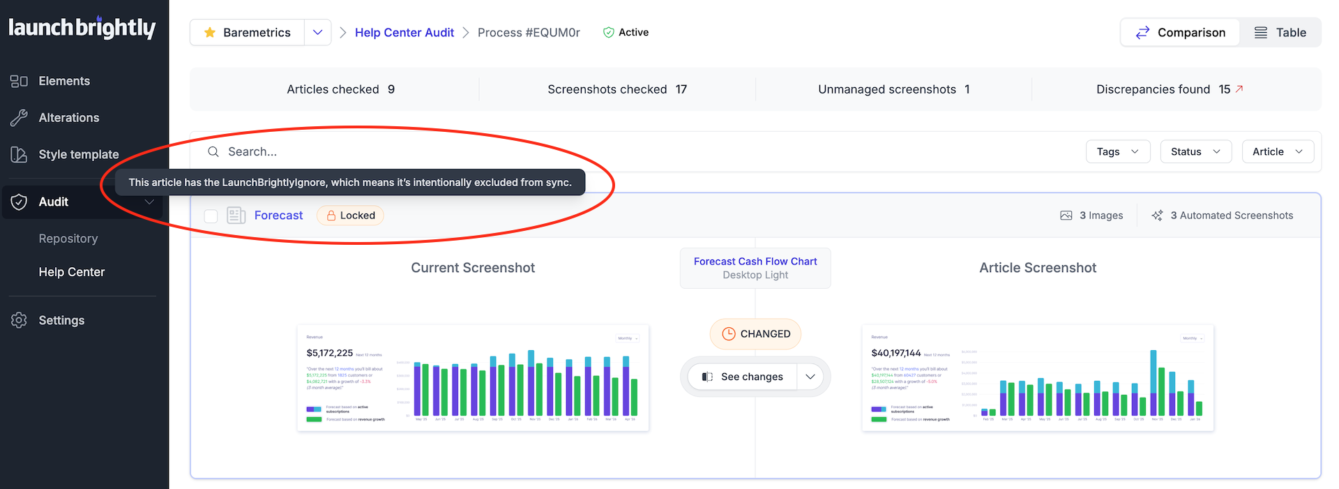 LaunchBrightly Help Center Audit Locked Article