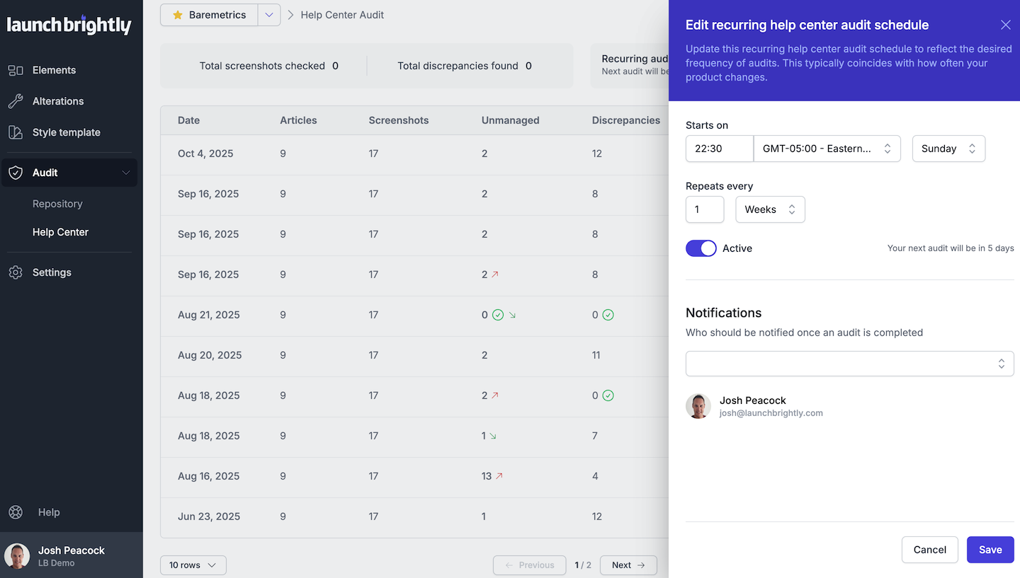 LaunchBrightly Help Center Audit Scheduler