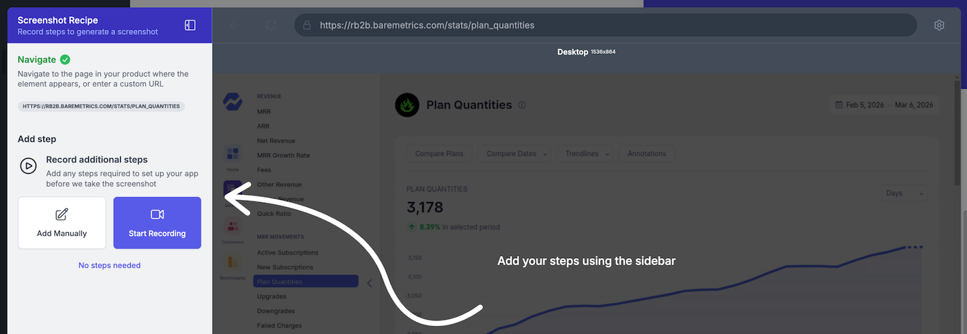 LaunchBrightly Recipe Builder Start Recording Automation Recipe