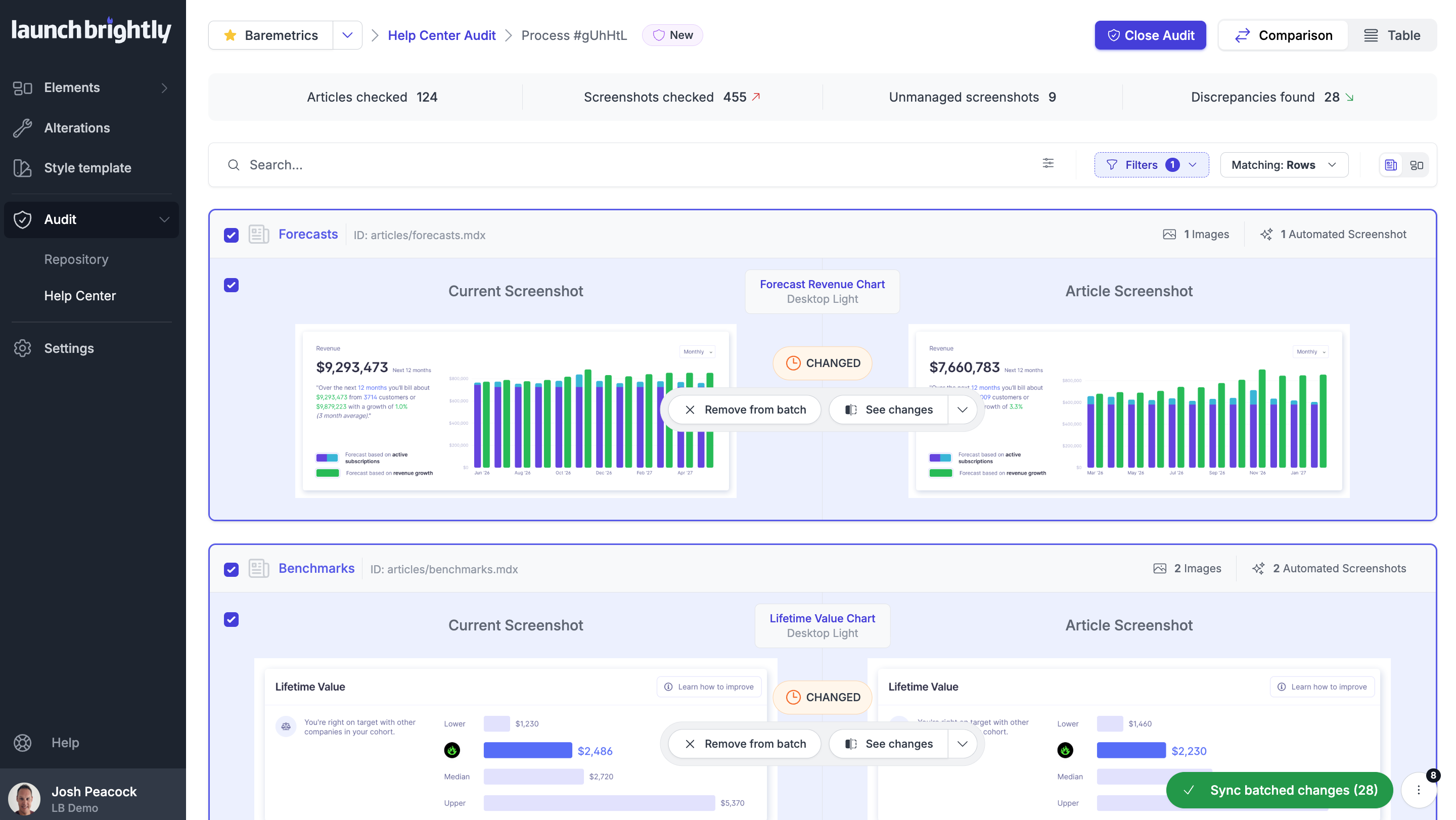 LaunchBrightly Help Center Audit - Sync Batched Changes