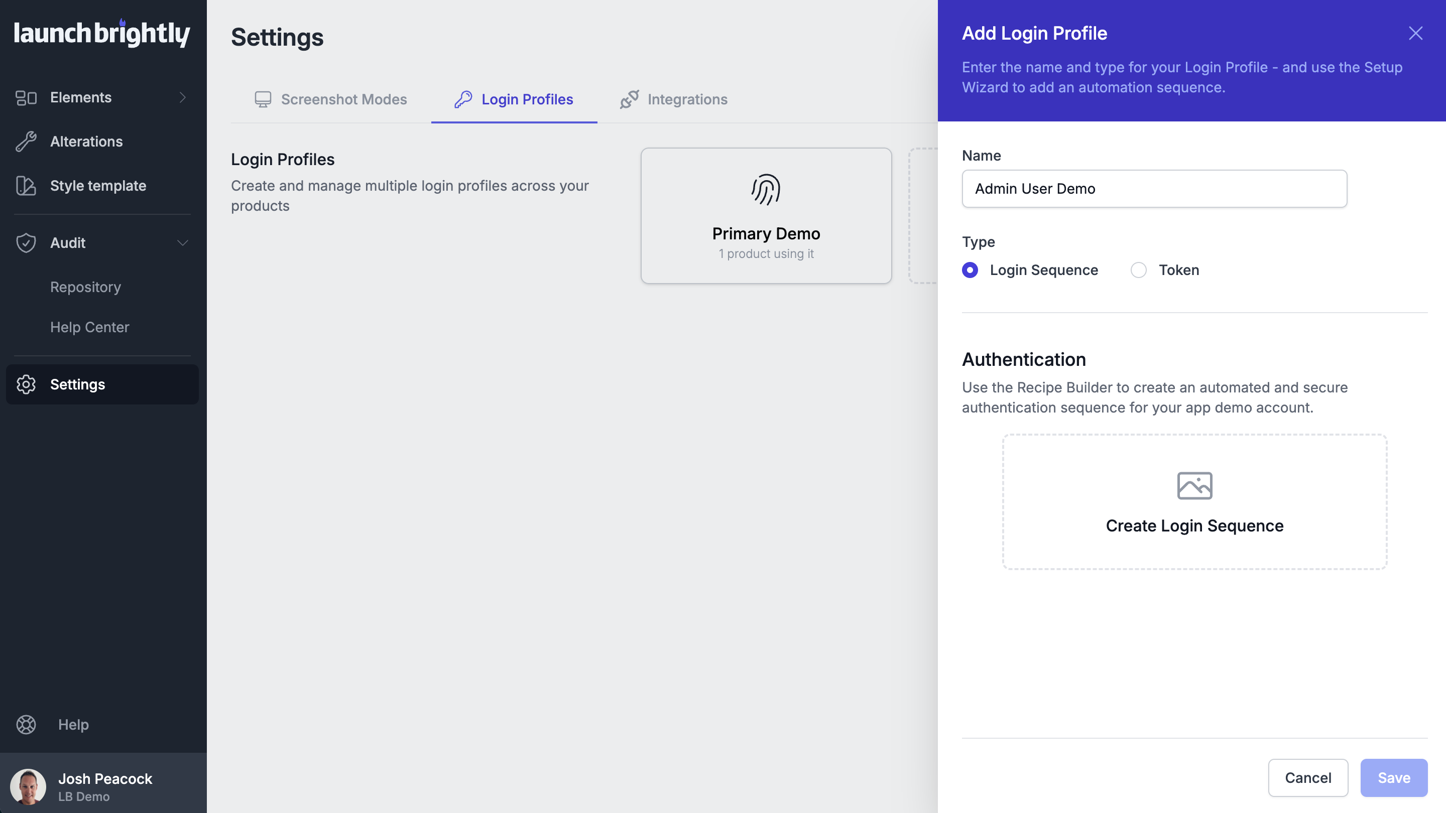LaunchBrightly create a secure login profile to capture visuals behind an application's authentication