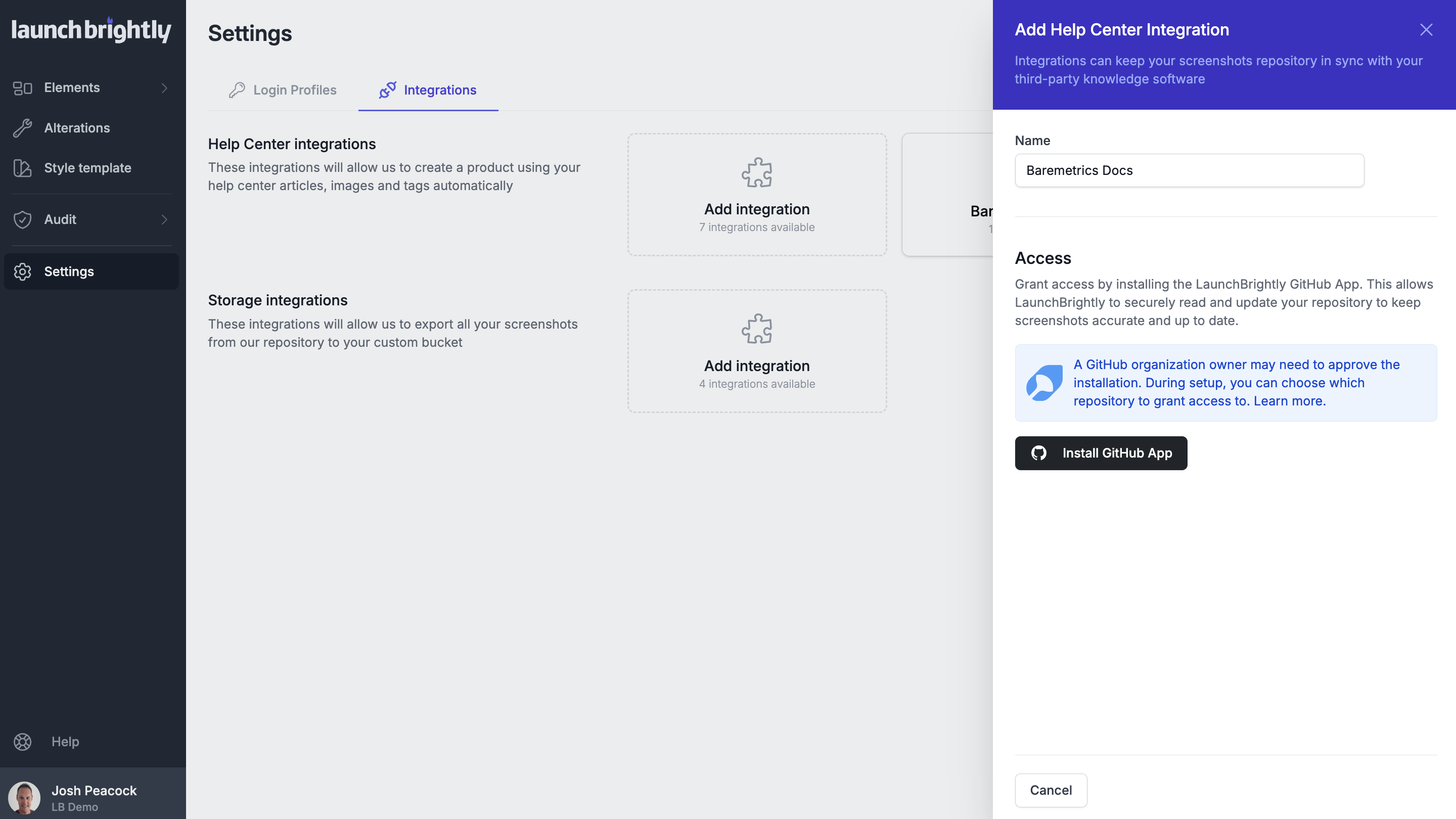 LaunchBrightly help center integration to connect your Mintlify documentation repository using the LaunchBrightly GitHub App